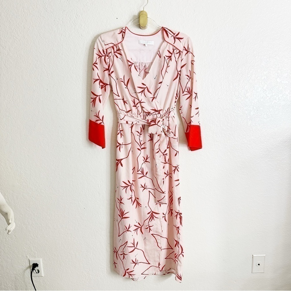 BORGO DE NOR Long-Sleeve Firefly Leaf Wrap Dress size 8 - Picture 5 of 11